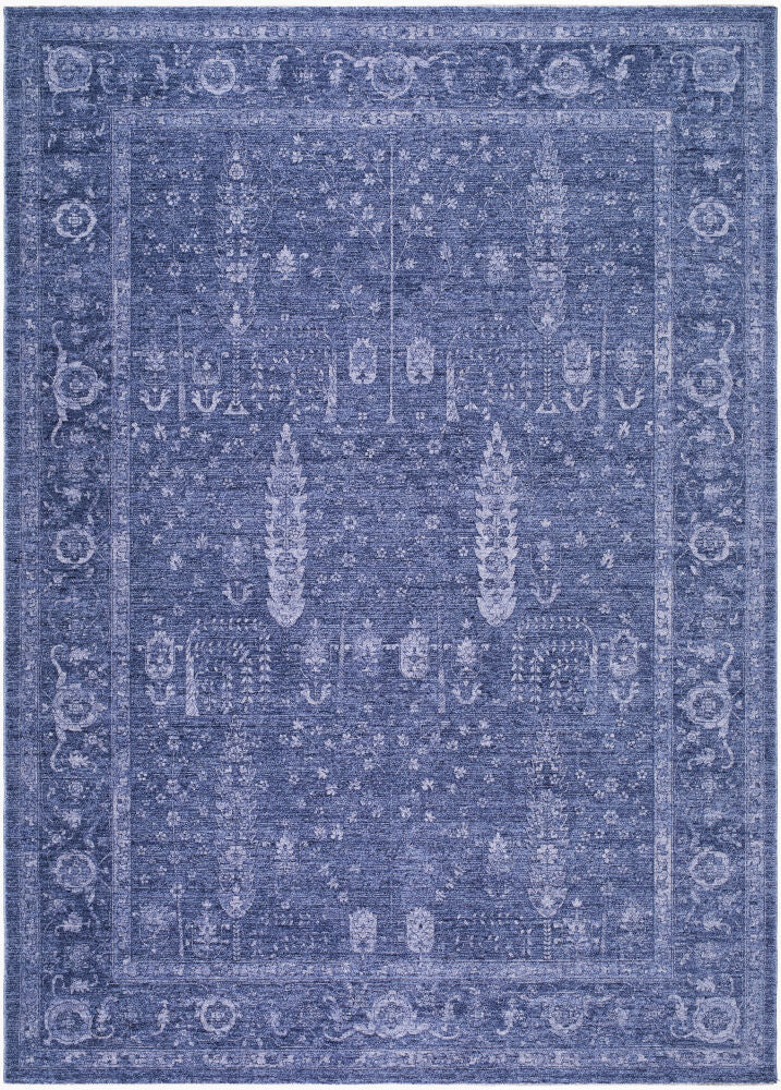 Cyrus Machine Woven Rug — Blue/Dark Blue
