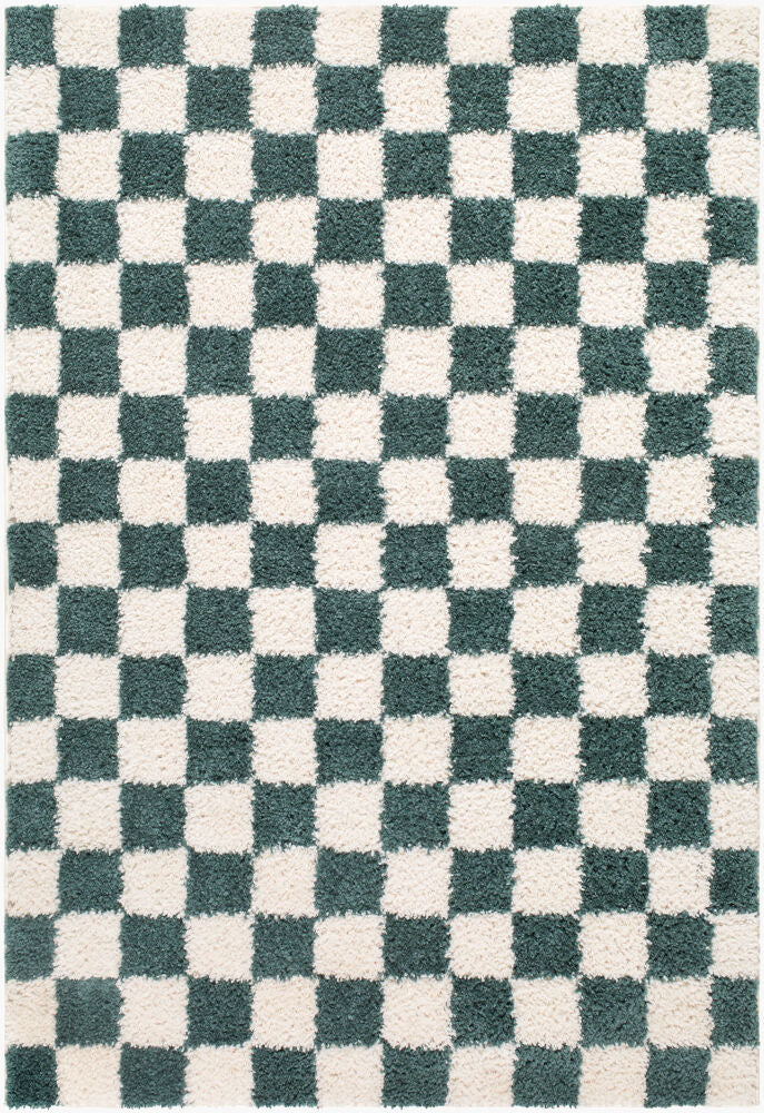 Czechia Machine Woven Rug — Deep Teal/Ivory