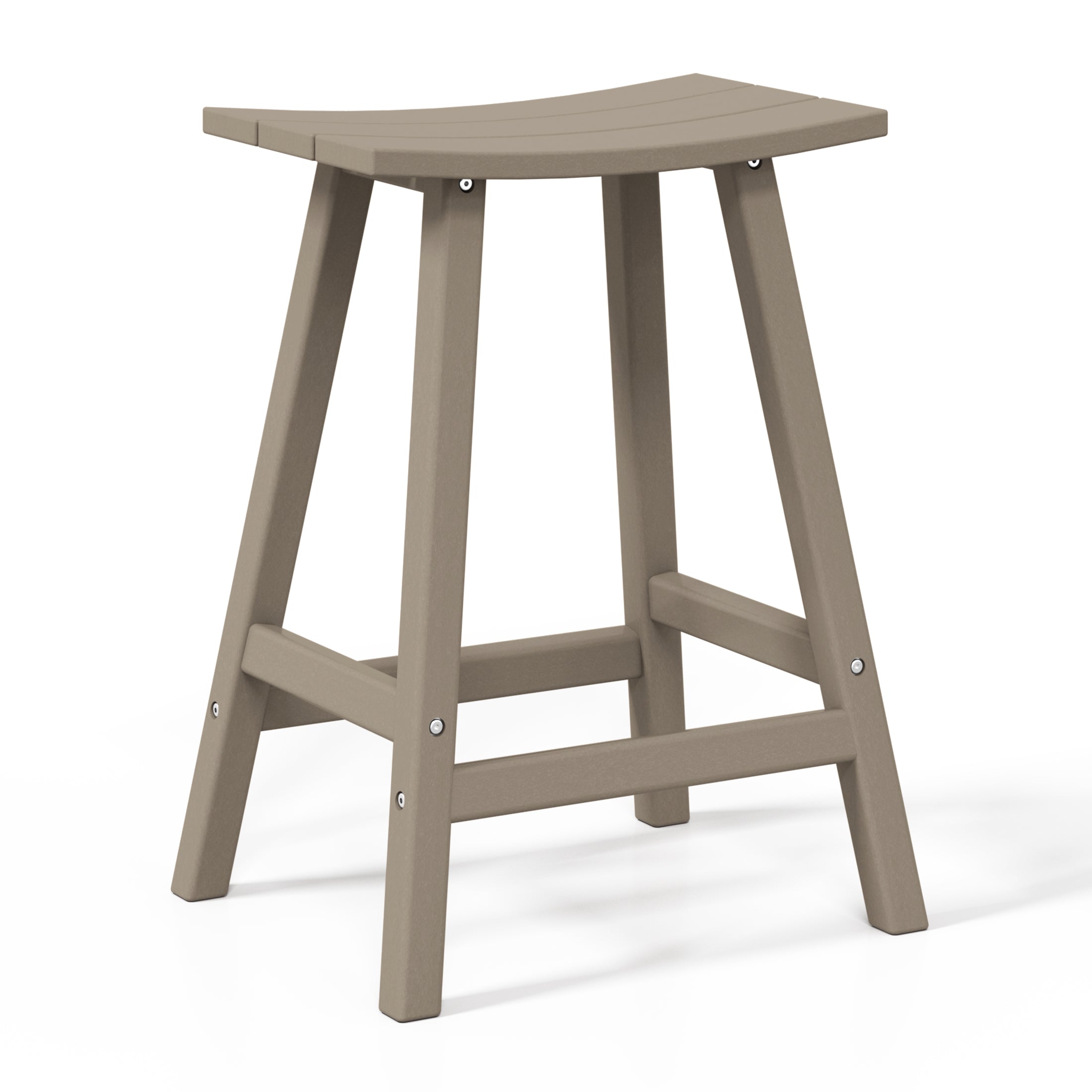 Stockholm All-Weather Outdoor Saddle Counter Stool (24" Height) Weathered Wood Seahawk Designs Patio Bar & Counter Stools