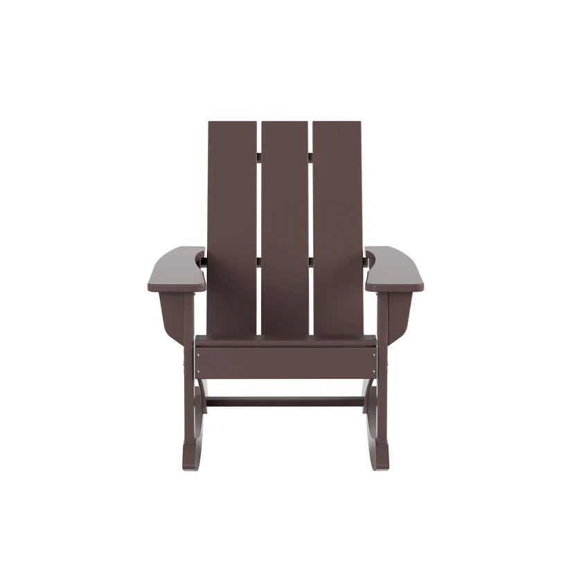 Malibu Modern All-Weather Outdoor Rocking Adirondack Chair Dark Brown Seahawk Designs Patio Rocking Chairs