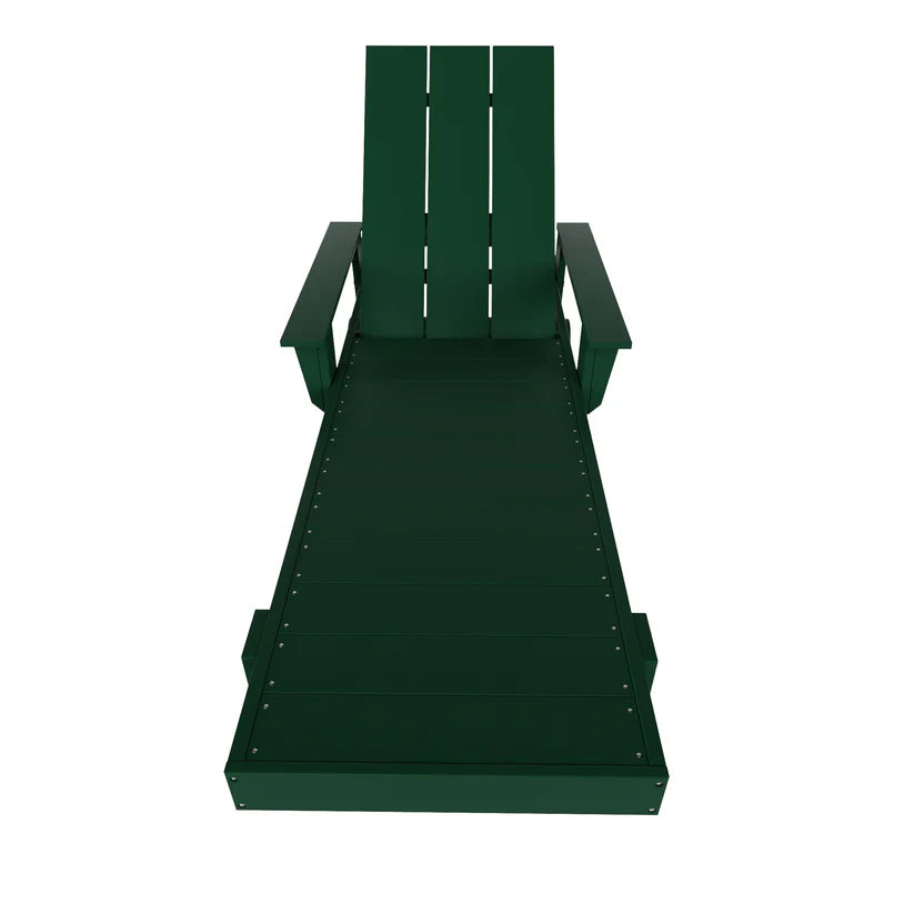 Malibu Modern All-Weather Outdoor Reclining Sun Lounger With Arm Rests & Wheels Dark Green Seahawk Designs Patio Chaise Lounges