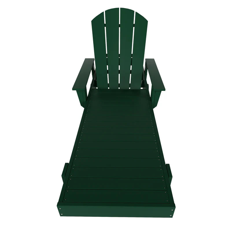 Chatham All-Weather Outdoor Adirondack Reclining Sun Lounger With Arms Rests & Wheels Dark Green Seahawk Designs Patio Chaise Lounges
