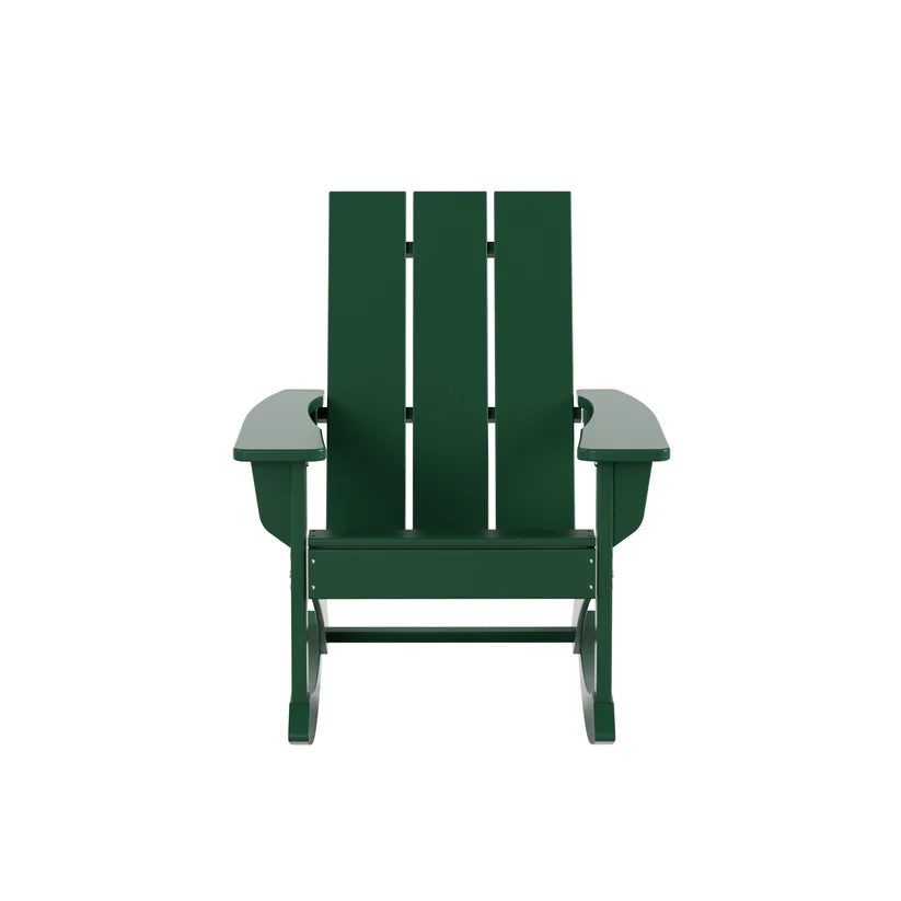 Malibu Modern All-Weather Outdoor Rocking Adirondack Chair Dark Green Seahawk Designs Patio Rocking Chairs