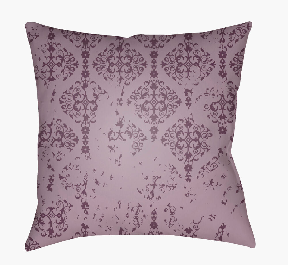 Moody Damask Accent Pillow — Dark Plum/Mauve
