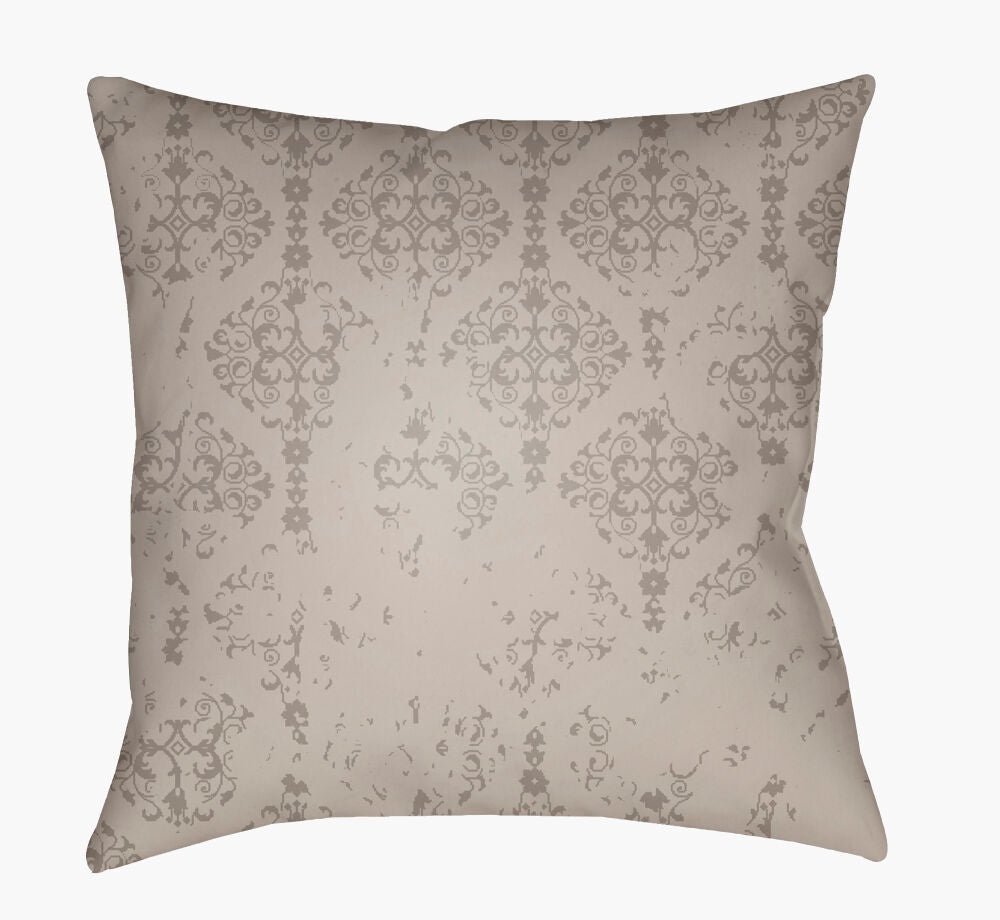 Moody Damask Accent Pillow — Dusty Sage/Taupe