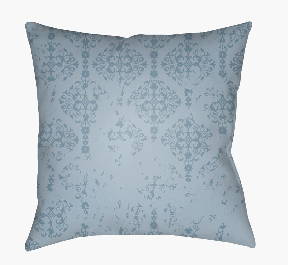 Moody Damask Accent Pillow — Ice Blue/Sky Blue