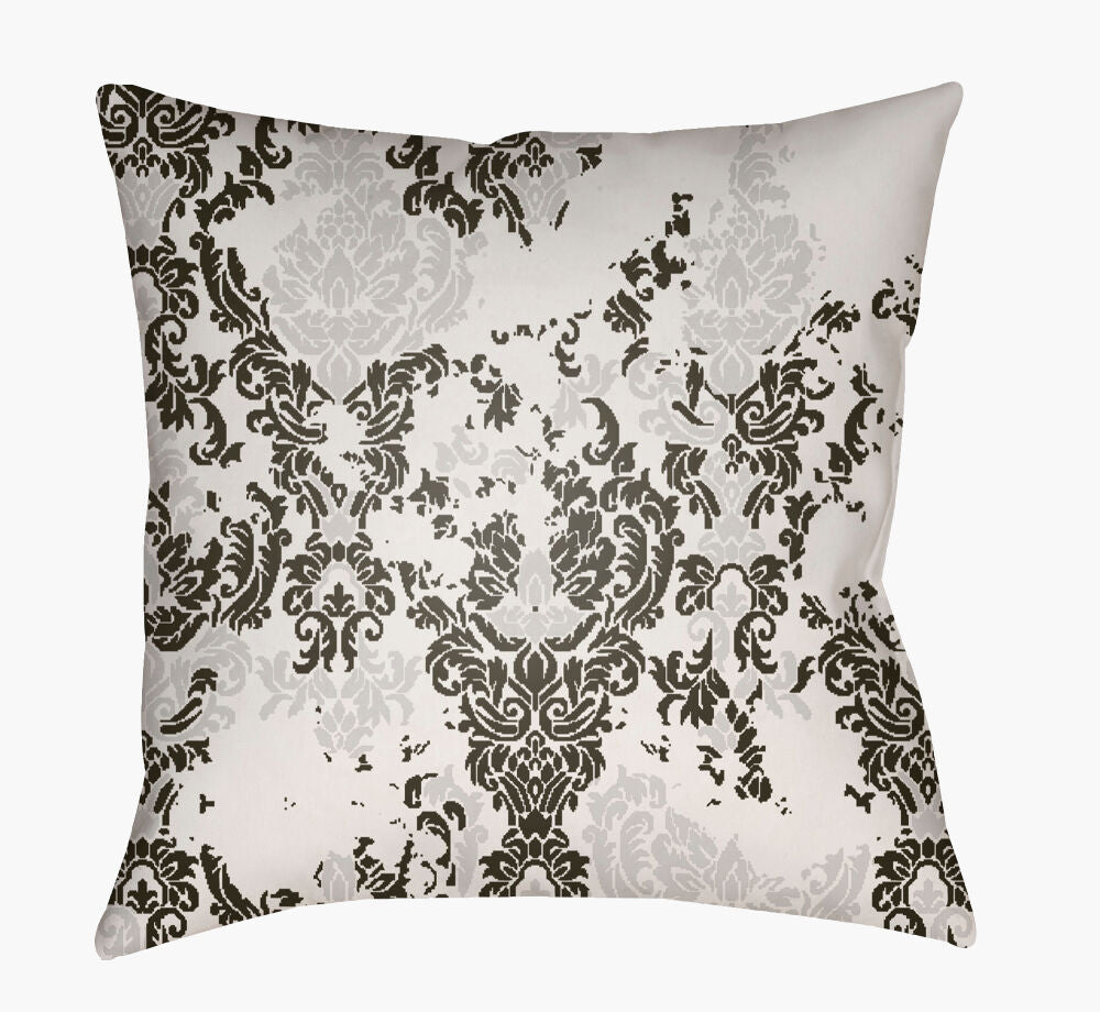Moody Damask Accent Pillow — Dark Green/Dusty Sage