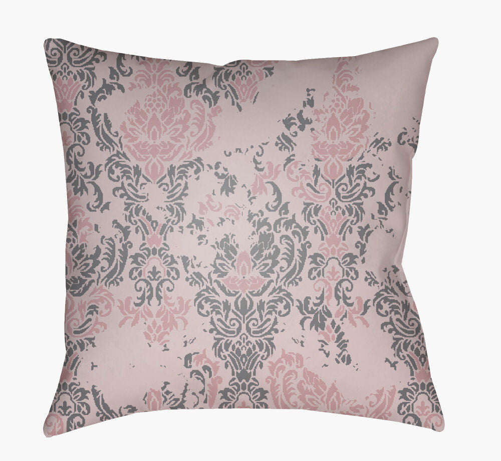 Moody Damask Accent Pillow — Gray/Lilac