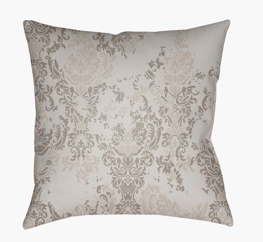 Moody Damask Accent Pillow — Dusty Sage/Light Gray