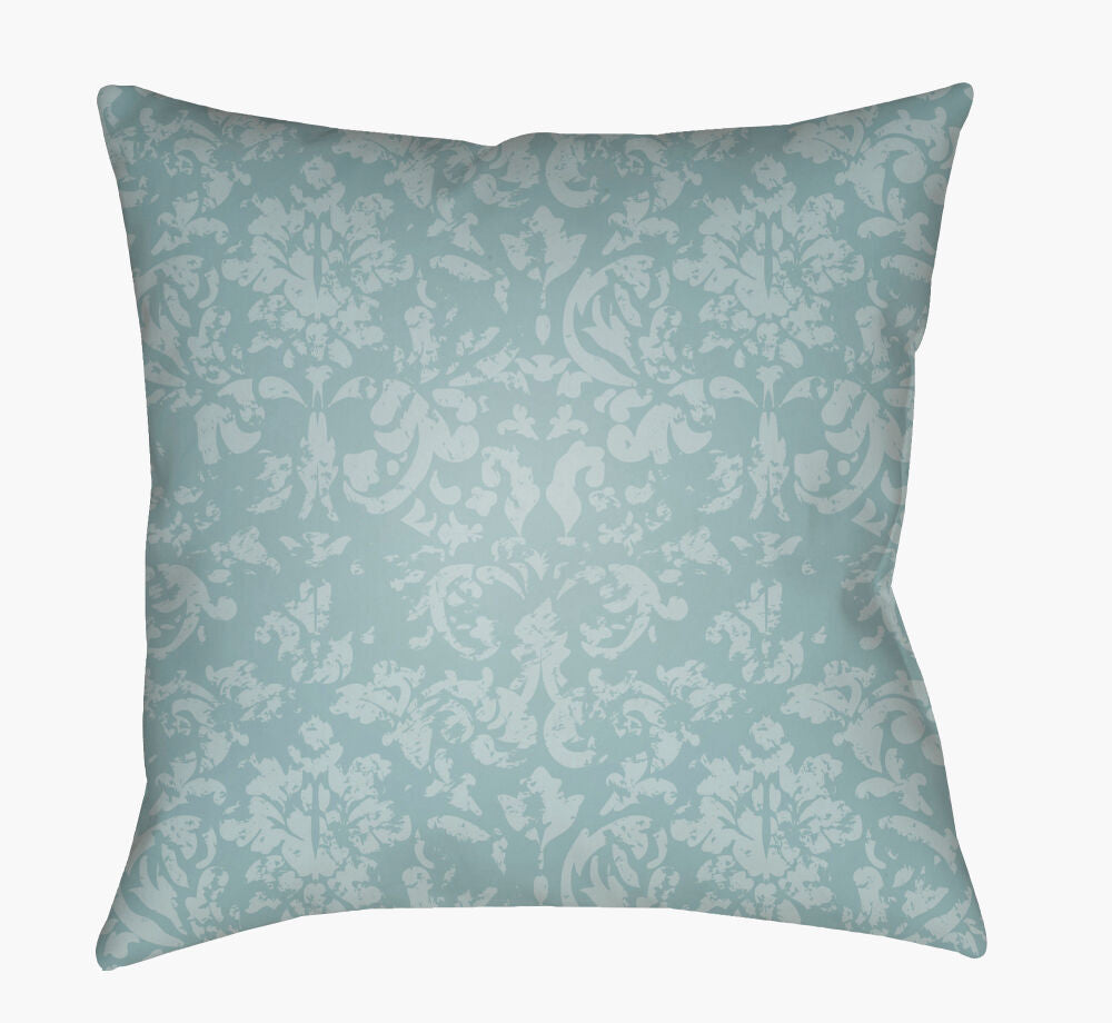 Moody Damask Accent Pillow — Ice Blue/Pale Blue