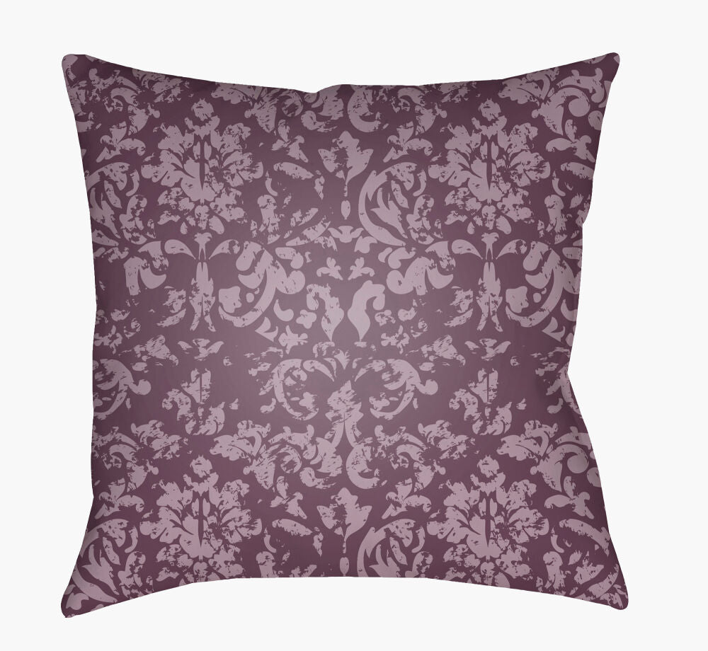 Moody Damask Accent Pillow — Lavender/Plum