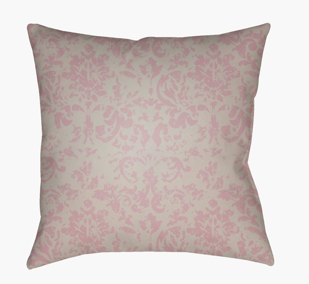 Moody Damask Accent Pillow — Light Gray/Mauve