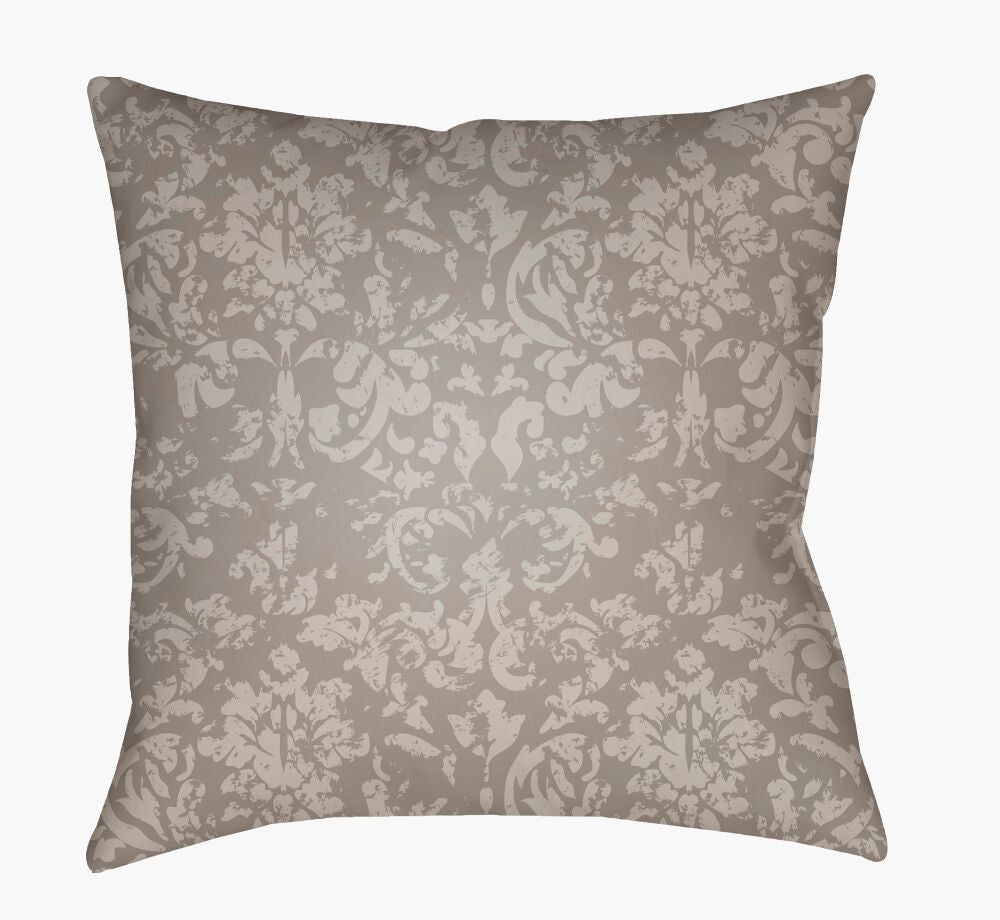 Moody Damask Accent Pillow — Light Gray/Medium Gray