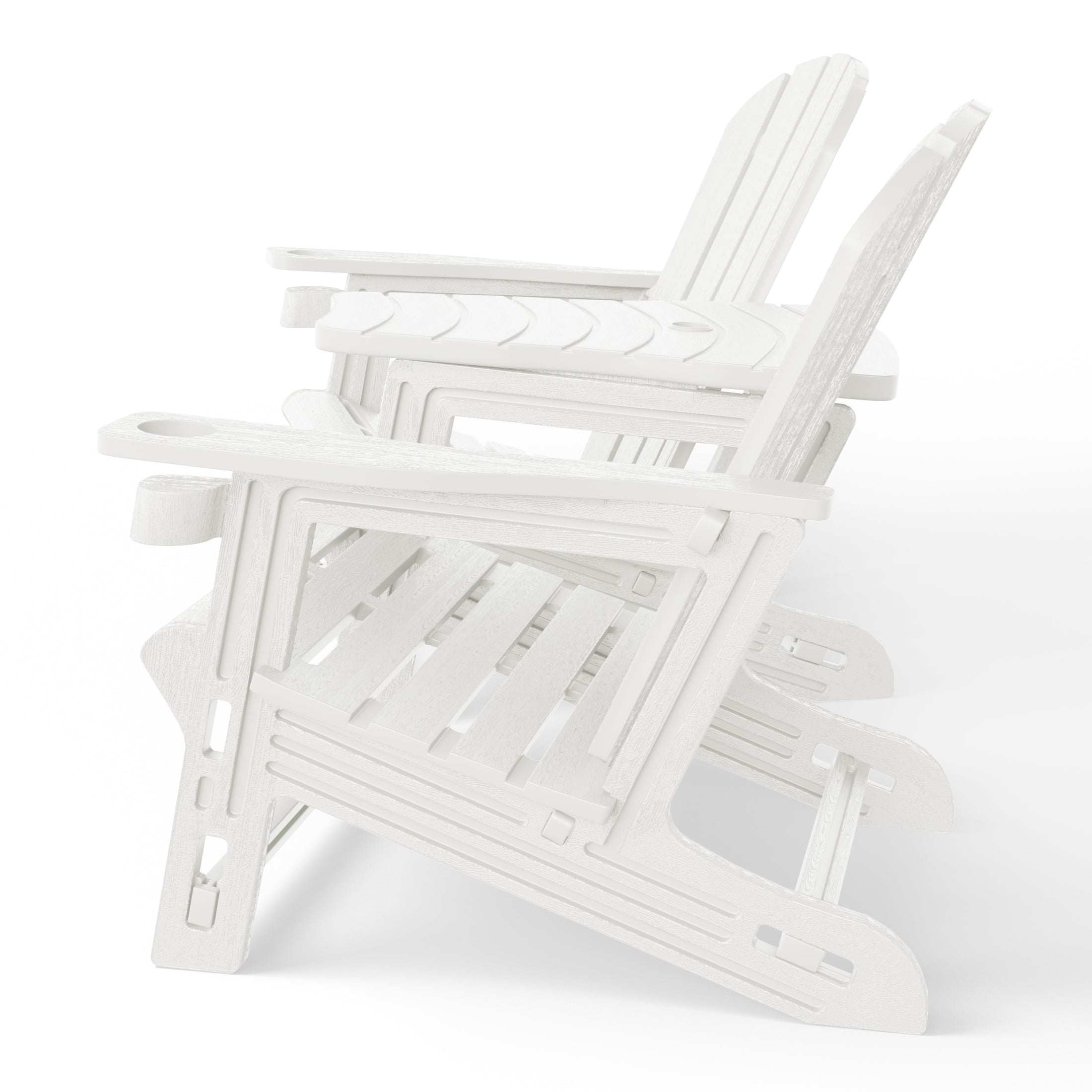 Set of Snap'n Lock Adirondack Chairs with Connecting Wedge Table (No Tools or Hardware) Seahawk Designs Adirondack Chairs