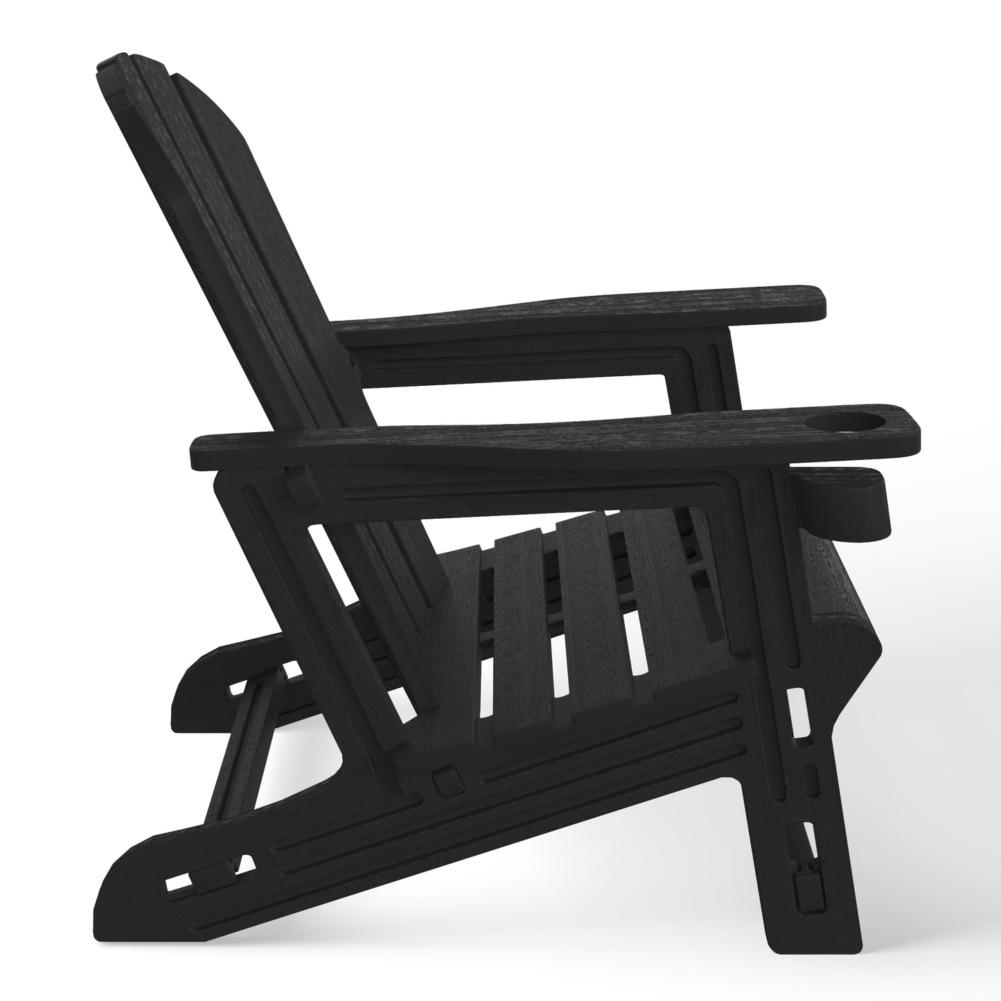 Snap'n Lock Adirondack Chair with Cupholder (No Tools or Hardware) Black Seahawk Designs Adirondack Chairs