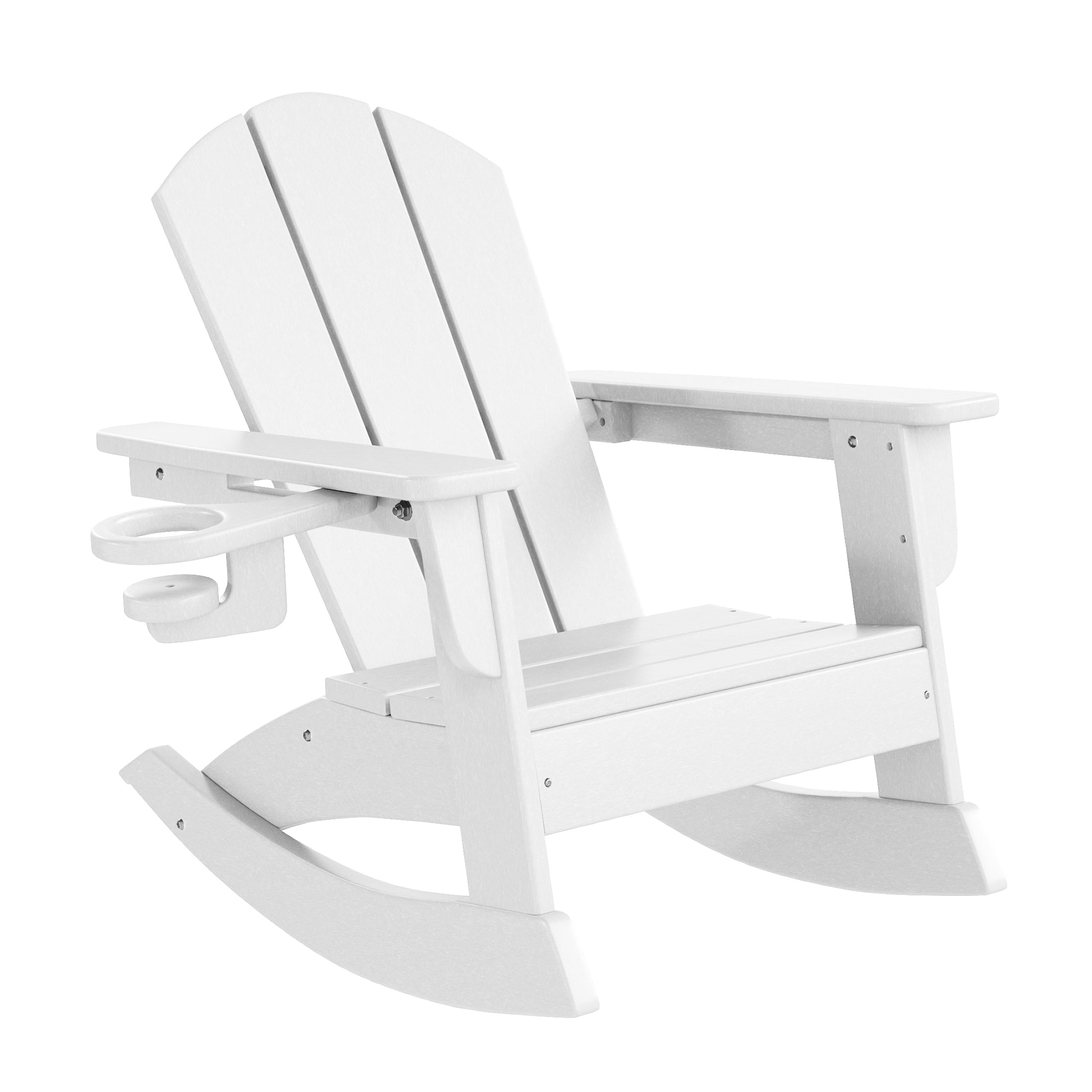 Tiny Terraces Kids Adirondack Rocking Chair with Cup Holder (Set of 2) White Seahawk Designs Kids Patio Rocking Chairs