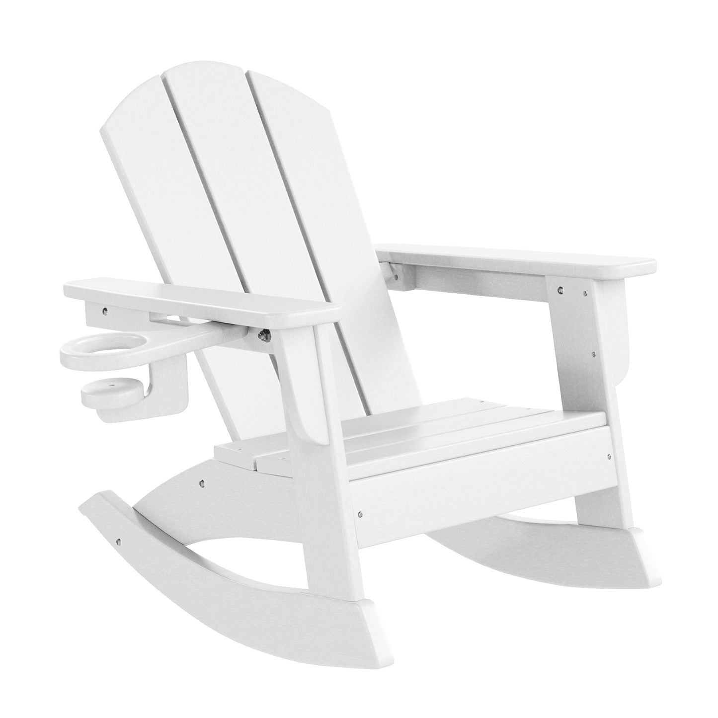 Tiny Terraces Kids Adirondack Rocking Chair with Cup Holder (Set of 2) White Seahawk Designs Kids Patio Rocking Chairs