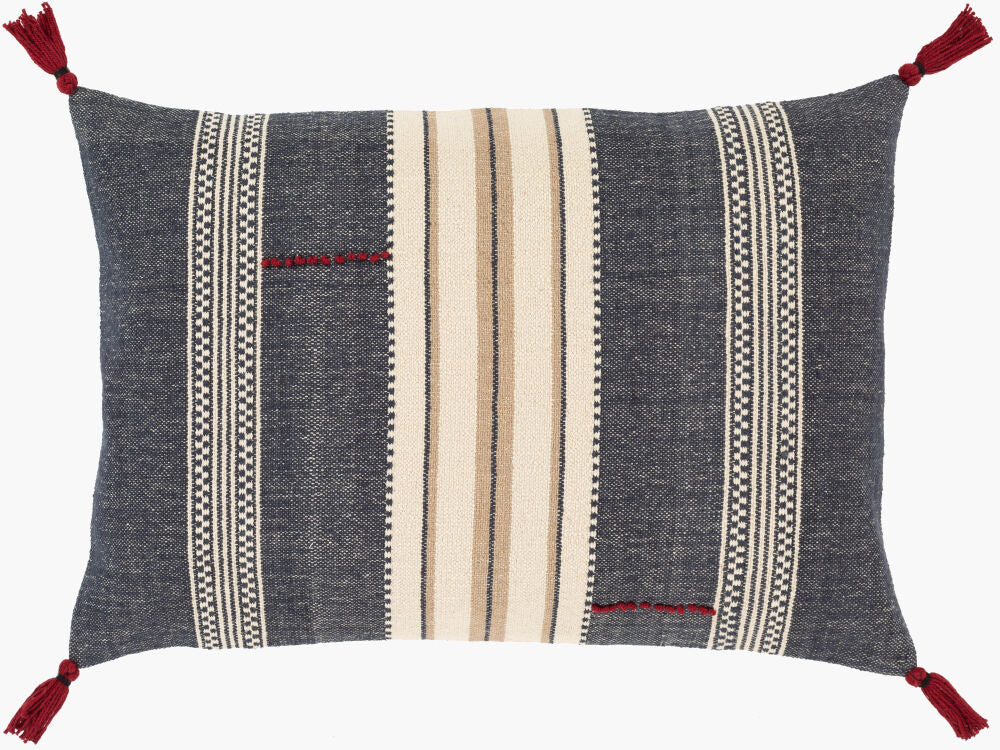 Dashing Lumbar Pillow — Dark Blue/Ivory
