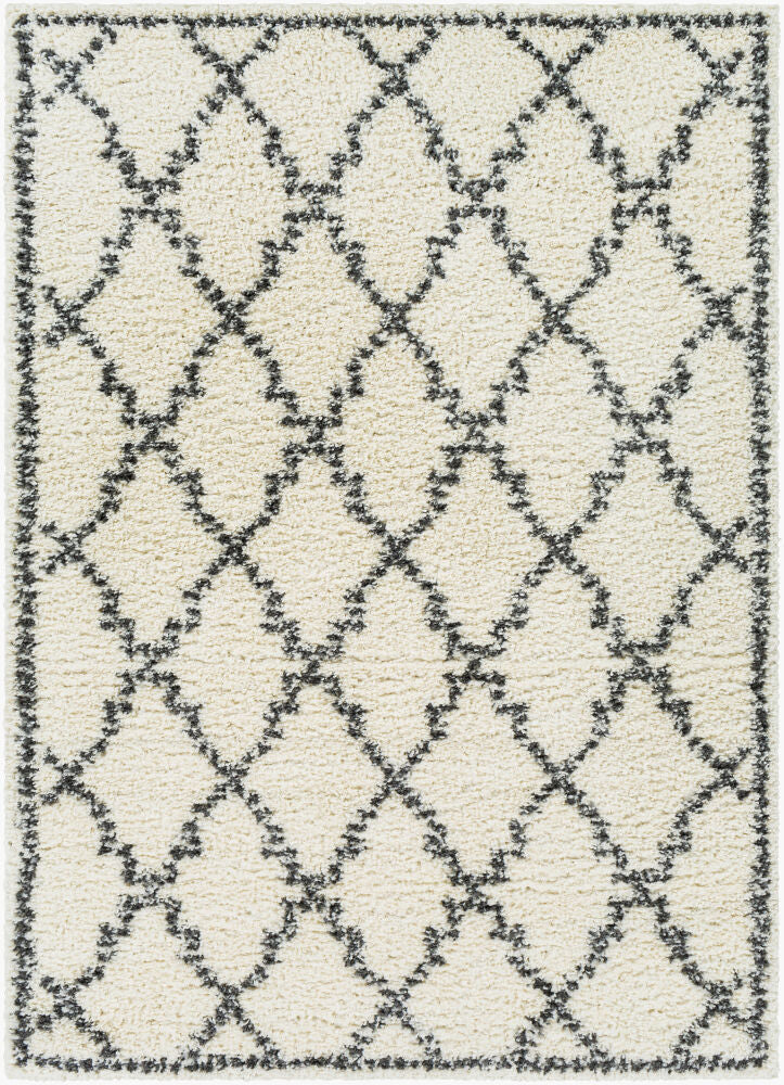 Deluxe Shag Machine Woven Rug — Charcoal/Cream