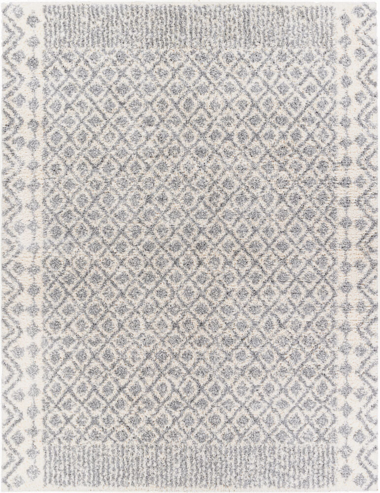 Deluxe Shag Machine Woven Rug — Black/Cream