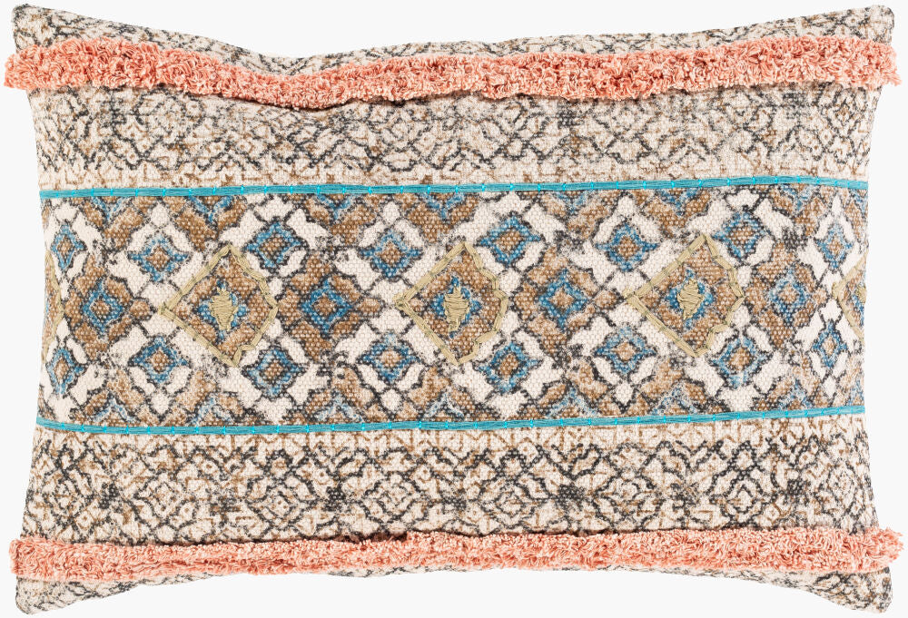 Dayna Lumbar Pillow — Beige/Blue