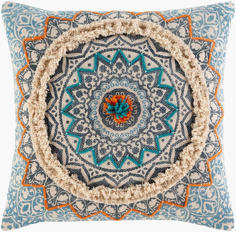 Dayna Accent Pillow — Blue/Burnt Orange