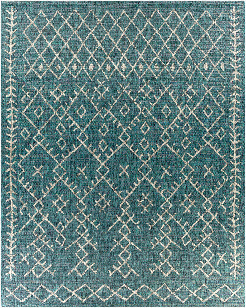 Eagean Machine Woven Rug — Aqua/Black