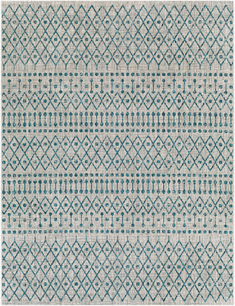 Eagean Machine Woven Rug — Aqua/Black