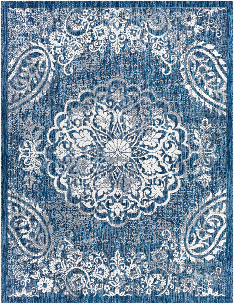 Eagean Machine Woven Rug — Cream/Dark Blue