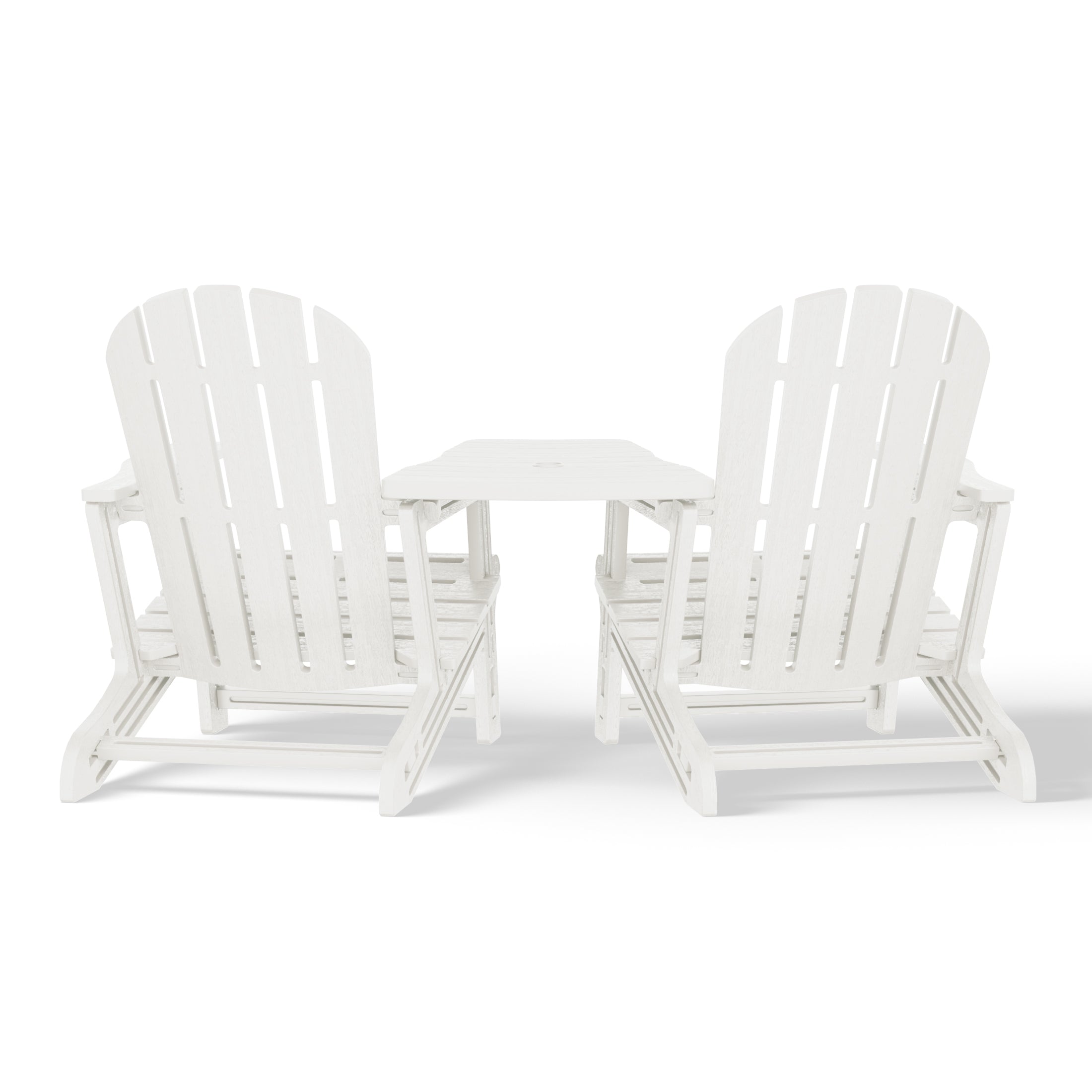 Set of Snap'n Lock Adirondack Chairs with Connecting Wedge Table (No Tools or Hardware) Seahawk Designs Adirondack Chairs