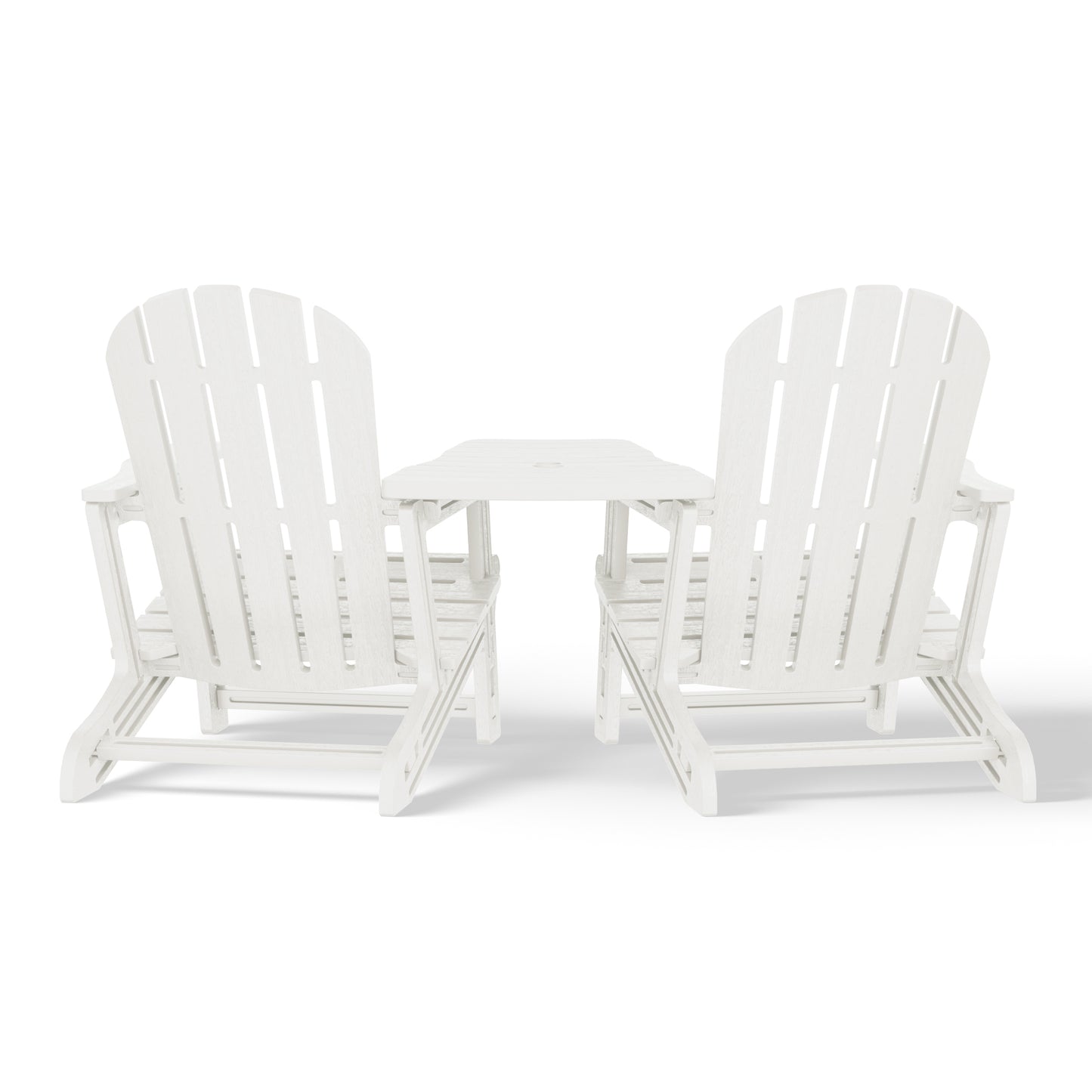Set of Snap'n Lock Adirondack Chairs with Connecting Wedge Table (No Tools or Hardware) Seahawk Designs Adirondack Chairs