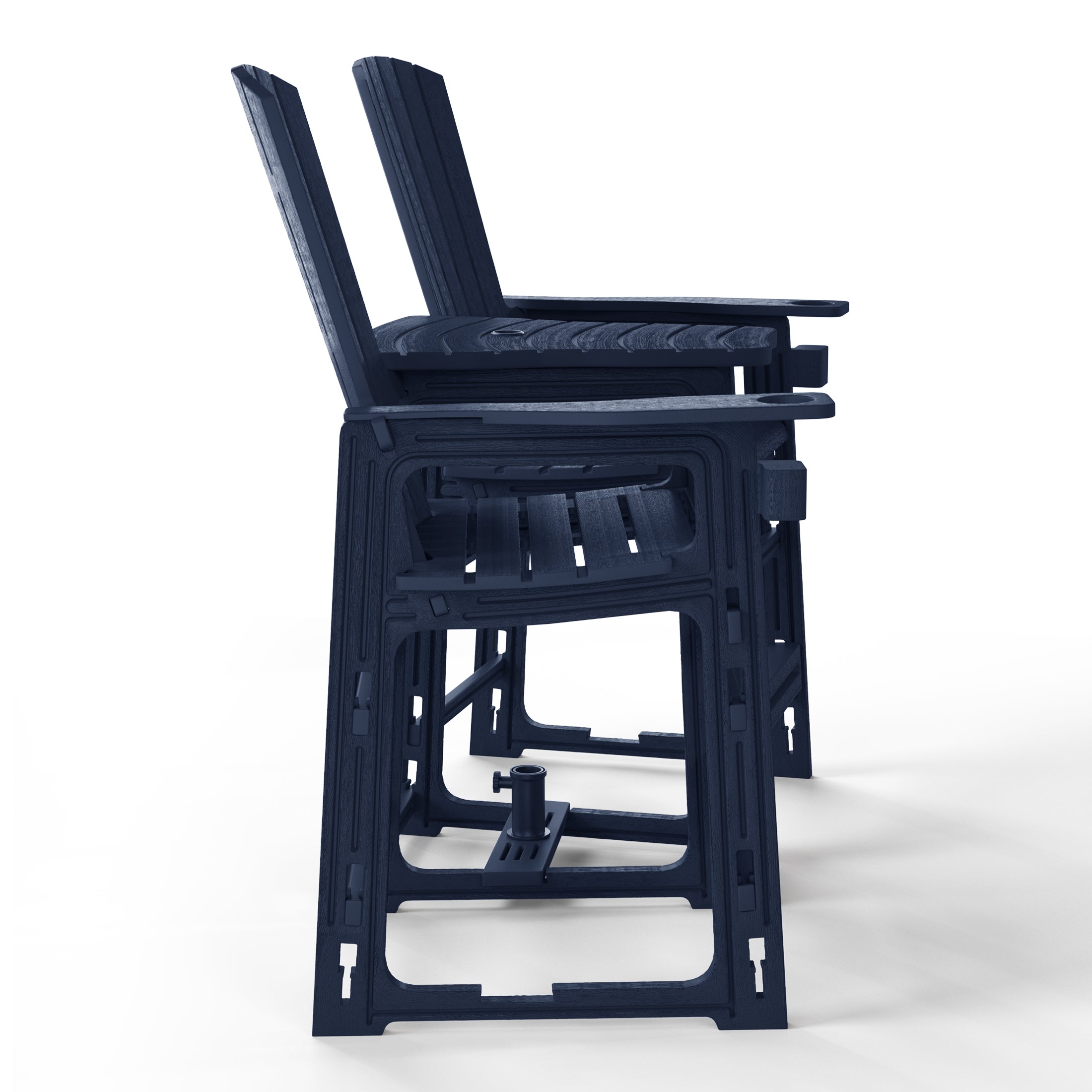 Snap’n Lock Adirondack Balcony Two-Chair Set with Connecting Wedge Table (No Tools or Hardware Required) Navy Blue Seahawk Designs Patio Chairs