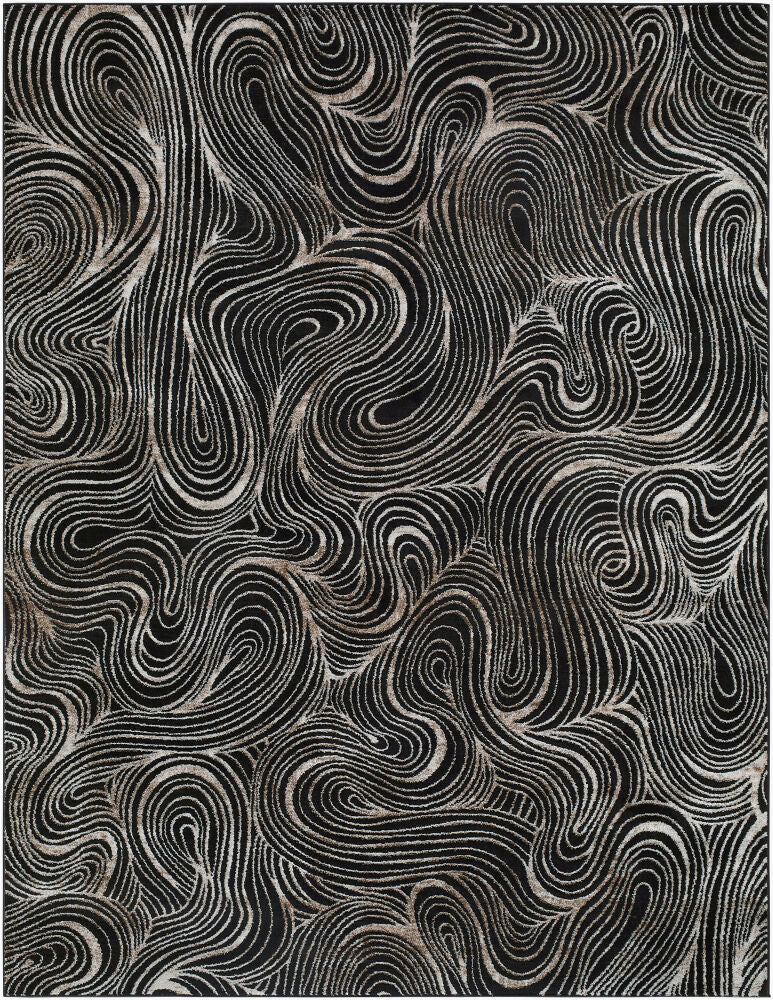 Grenelle Machine Woven Rug — Black/Dark Brown