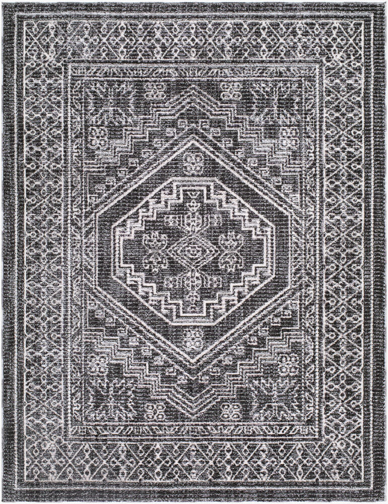 Odeon Machine Woven Rug — Black/Charcoal