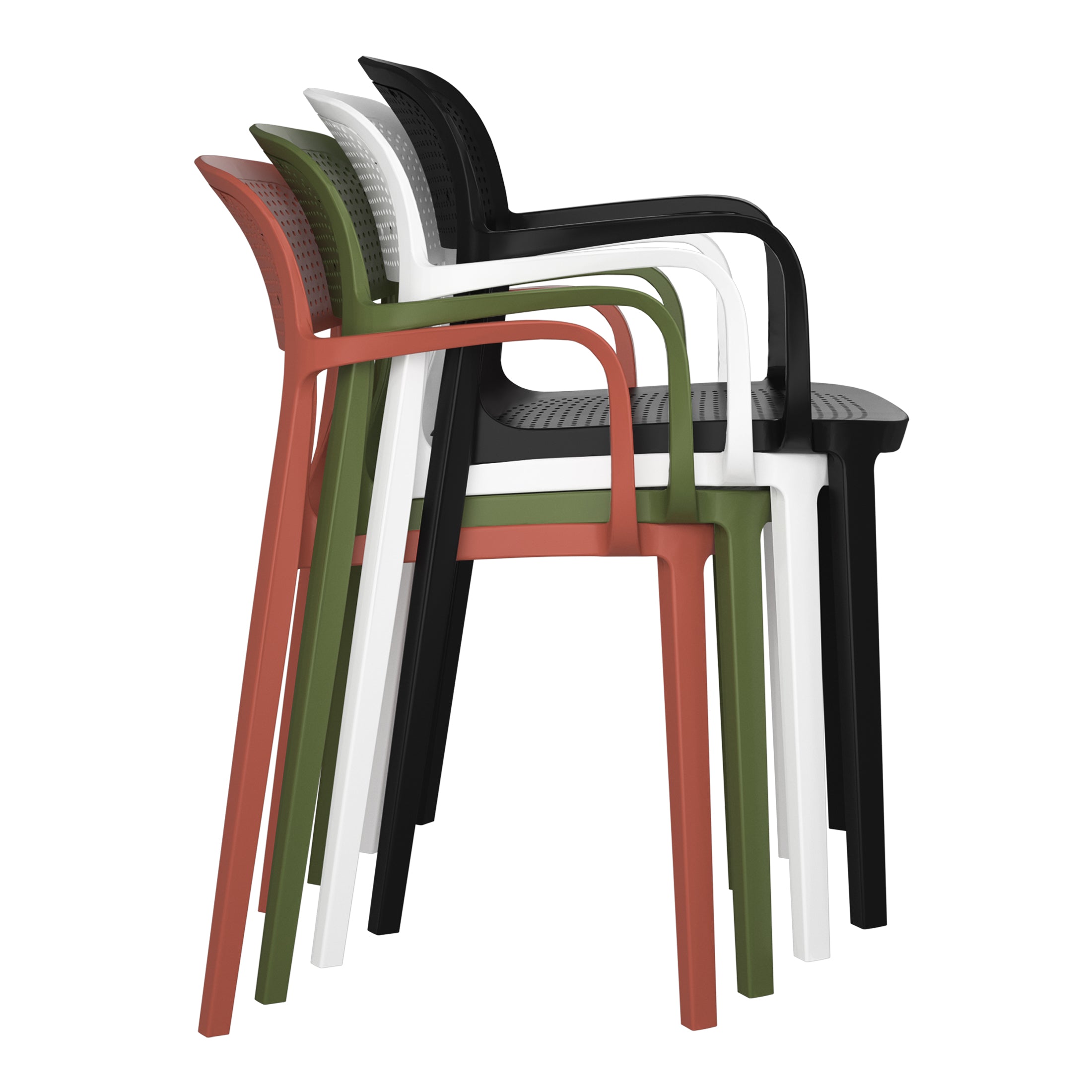 Polyform Stacking Dining Arm Chair (Set of 2) Olive Green Seahawk Designs Patio Dining Chairs