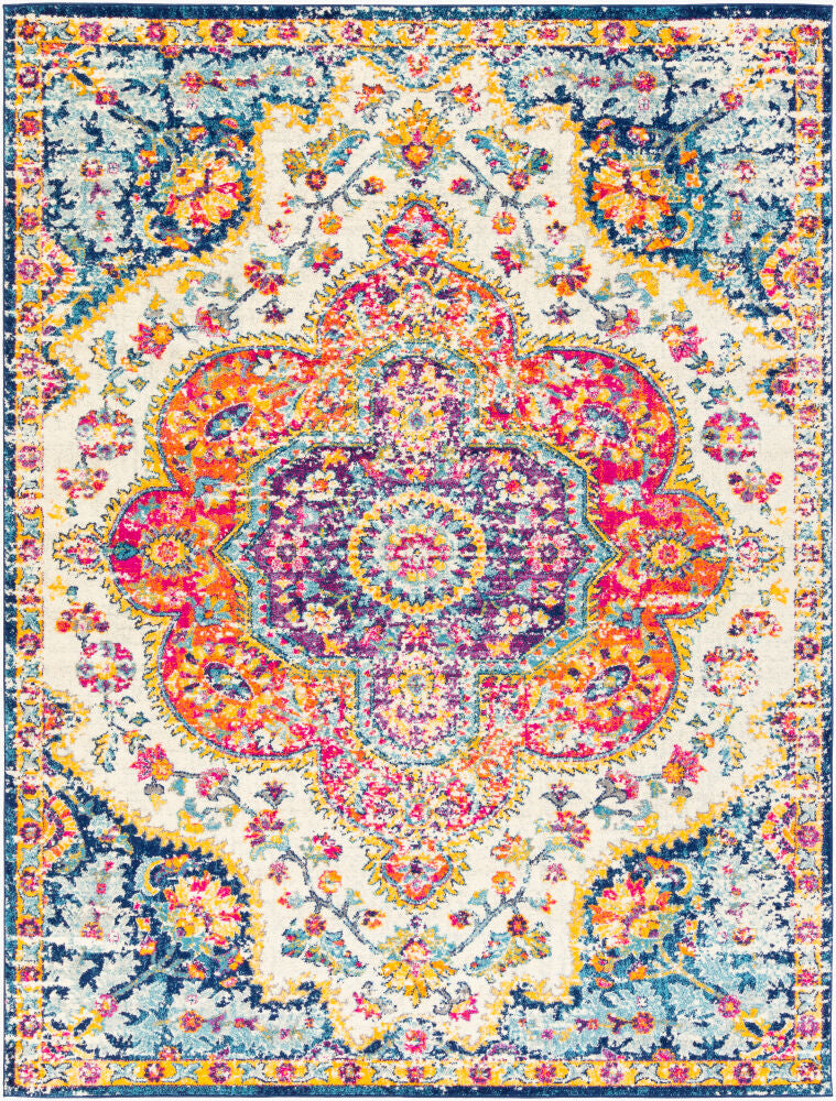 Elaziz Machine Woven Rug — Dark Blue/Fuchsia