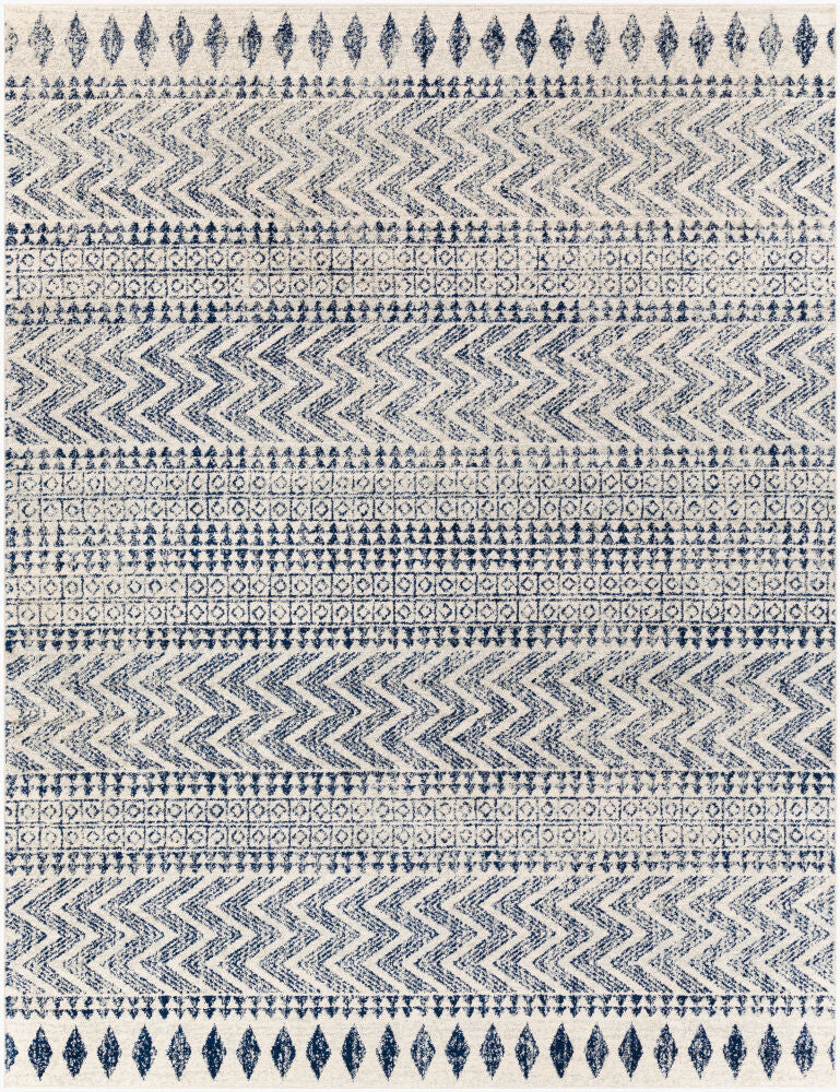Elaziz Machine Woven Rug — Dark Blue/Light Gray