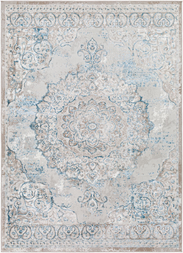 Enfield Machine Woven Rug — Blue/Cream