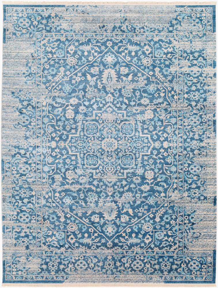Ephesians Machine Woven Rug — Beige/Blue