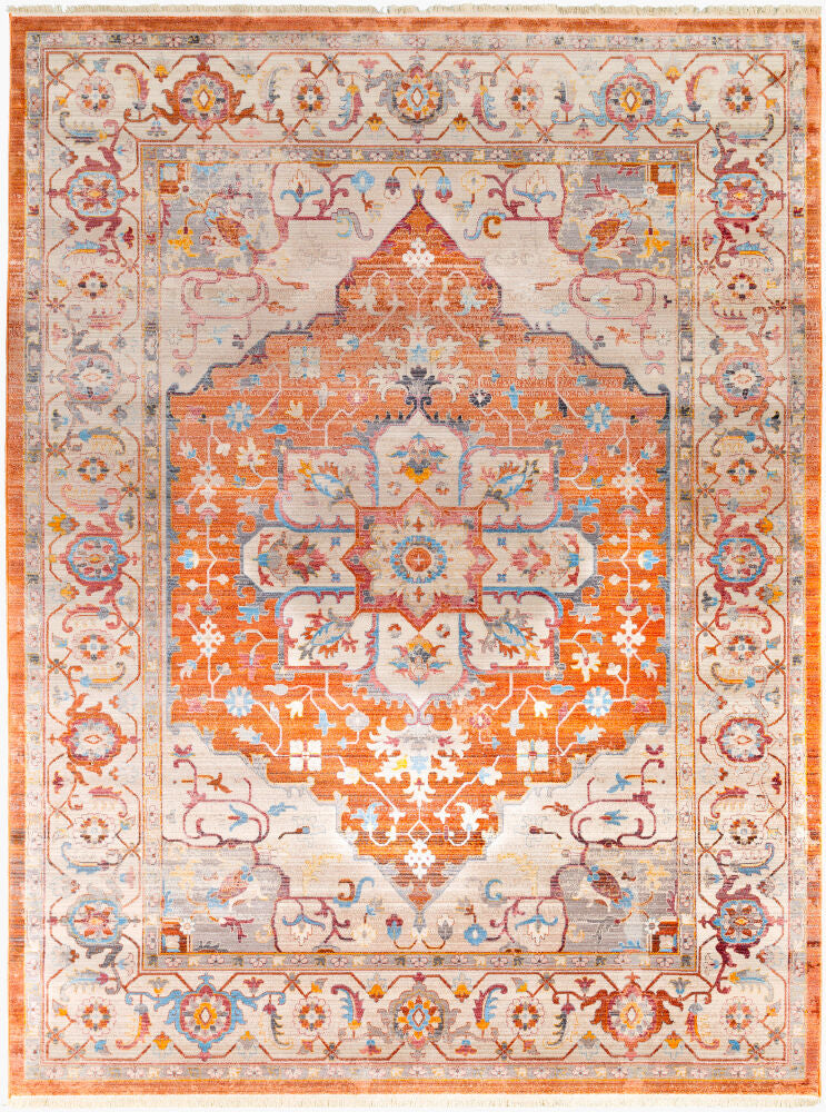 Ephesians Machine Woven Rug — Beige/Burnt Orange