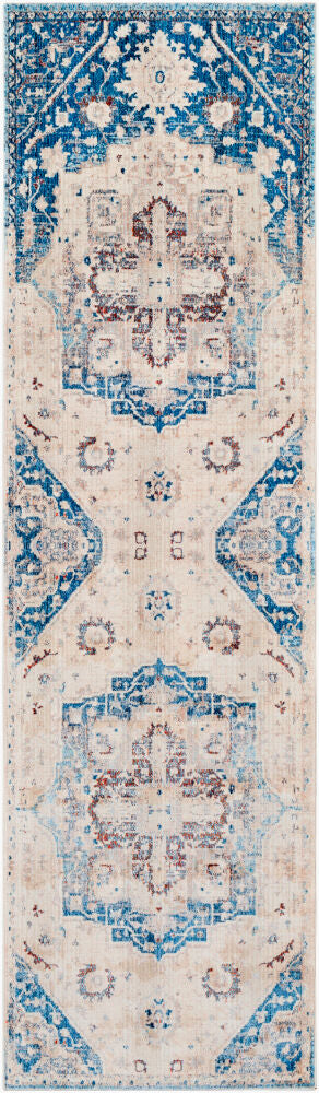 Ephesians Machine Woven Rug — Beige/Blue