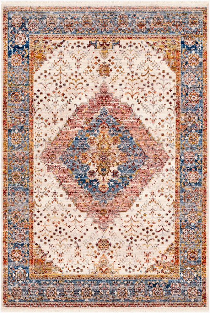 Ephesians Machine Woven Rug — Cream/Dark Blue