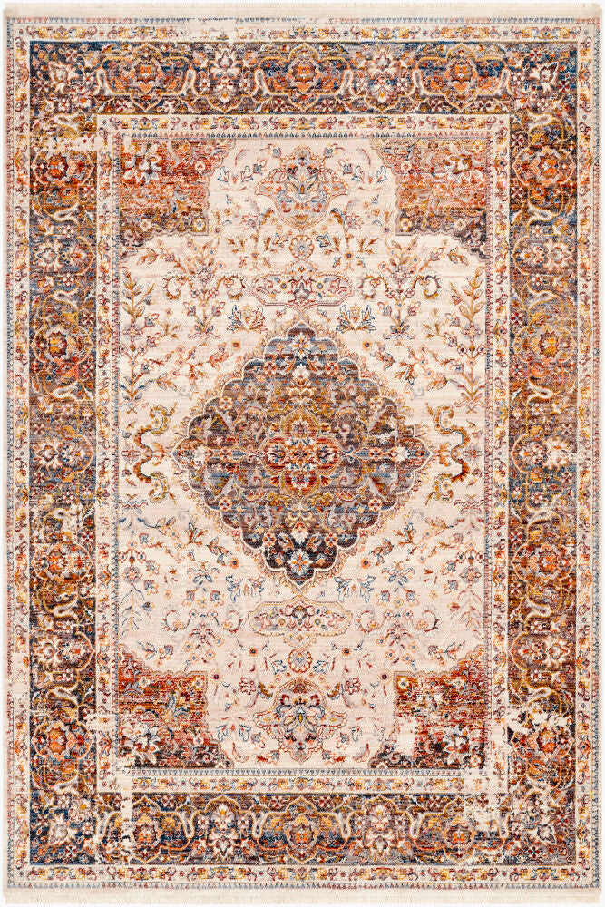 Ephesians Machine Woven Rug — Cream/Dark Blue