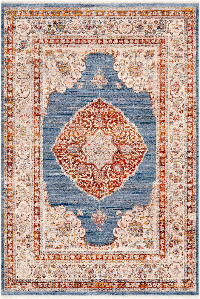 Ephesians Machine Woven Rug — Cream/Dark Blue