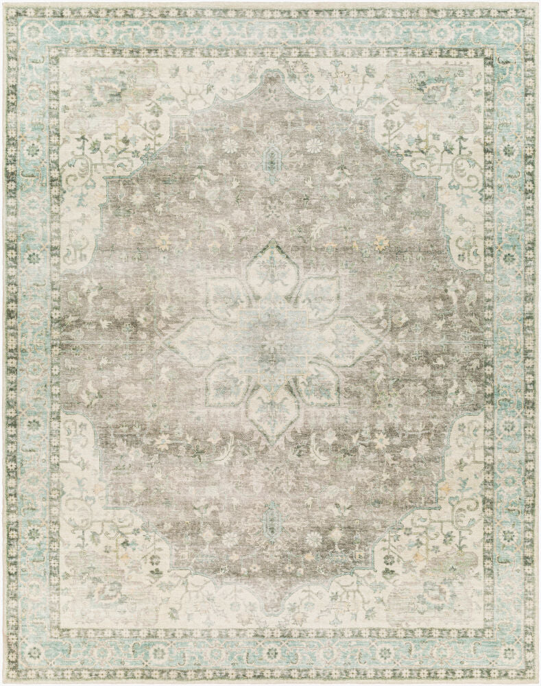 Erin Machine Woven Rug — Aqua/Cream