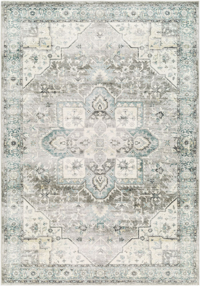 Erin Machine Woven Rug — Cream/Emerald