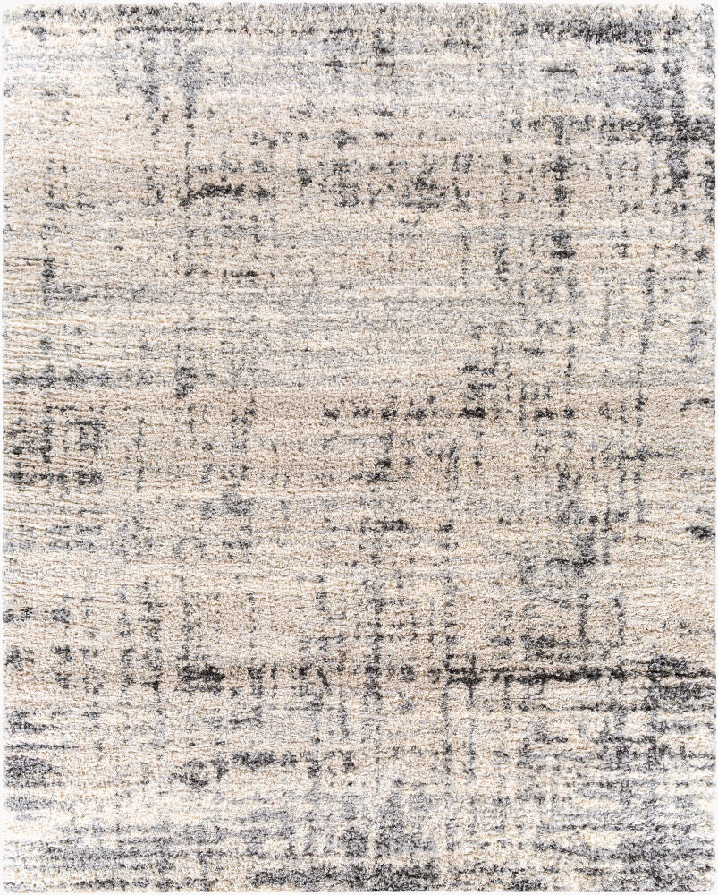 Eskimo Shag Machine Woven Rug — Black/Cream