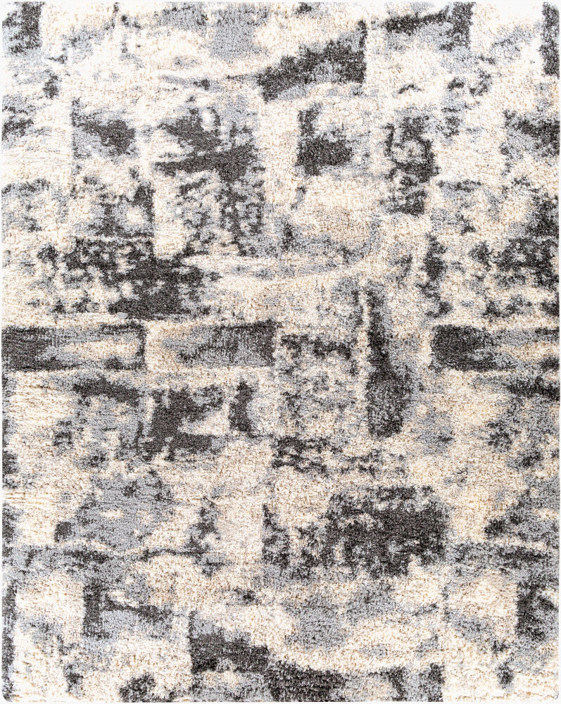 Eskimo Shag Machine Woven Rug — Black/Cream