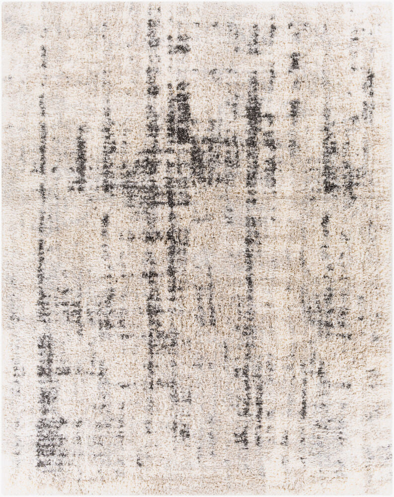 Eskimo Shag Machine Woven Rug — Black/Cream