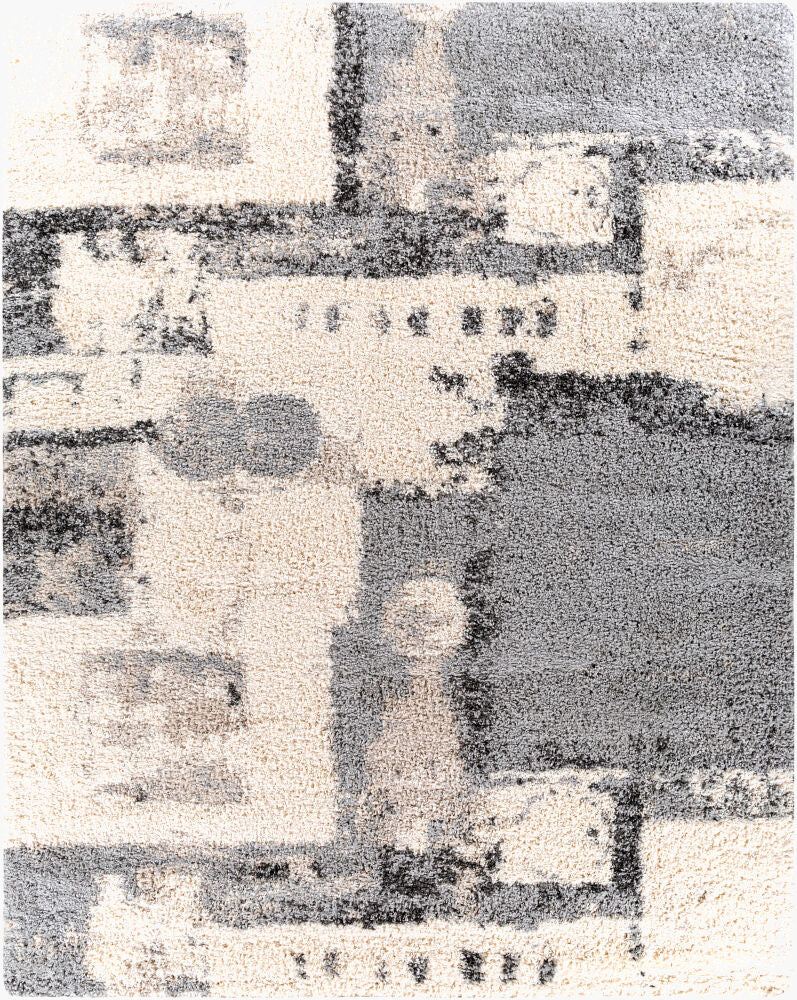 Eskimo Shag Machine Woven Rug — Black/Cream